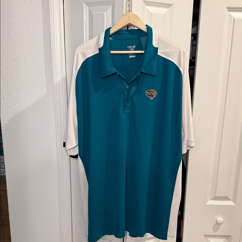 Teal and White Men's Polo Shirt by Antigua Jaguars